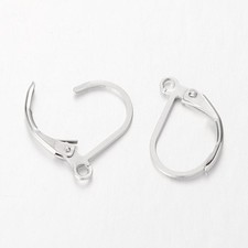 10 x Stainless Steel Classic Lever Back Earring Hooks With Loop Leverback - FREE