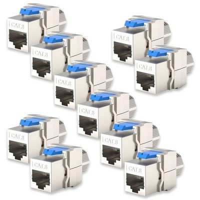 10x Keystone Modul CAT8 CAT8.1 Kabel 40Gbit/s Metall Gehäuse geschirmt STP Buchs