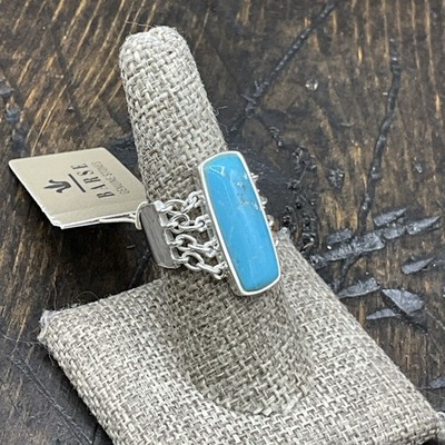 Barse Chained Up Ring- Turquoise- Silver- 8.5- NWT