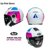 CASCO MOTO SCOOTER DEMI TECH JET AIROH HELIOS UP ROSA LUCIDO TAGLIA MS