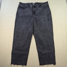 Ava Viv High Rise Slim Straight Jeans Raw Hem Black 20W NWT