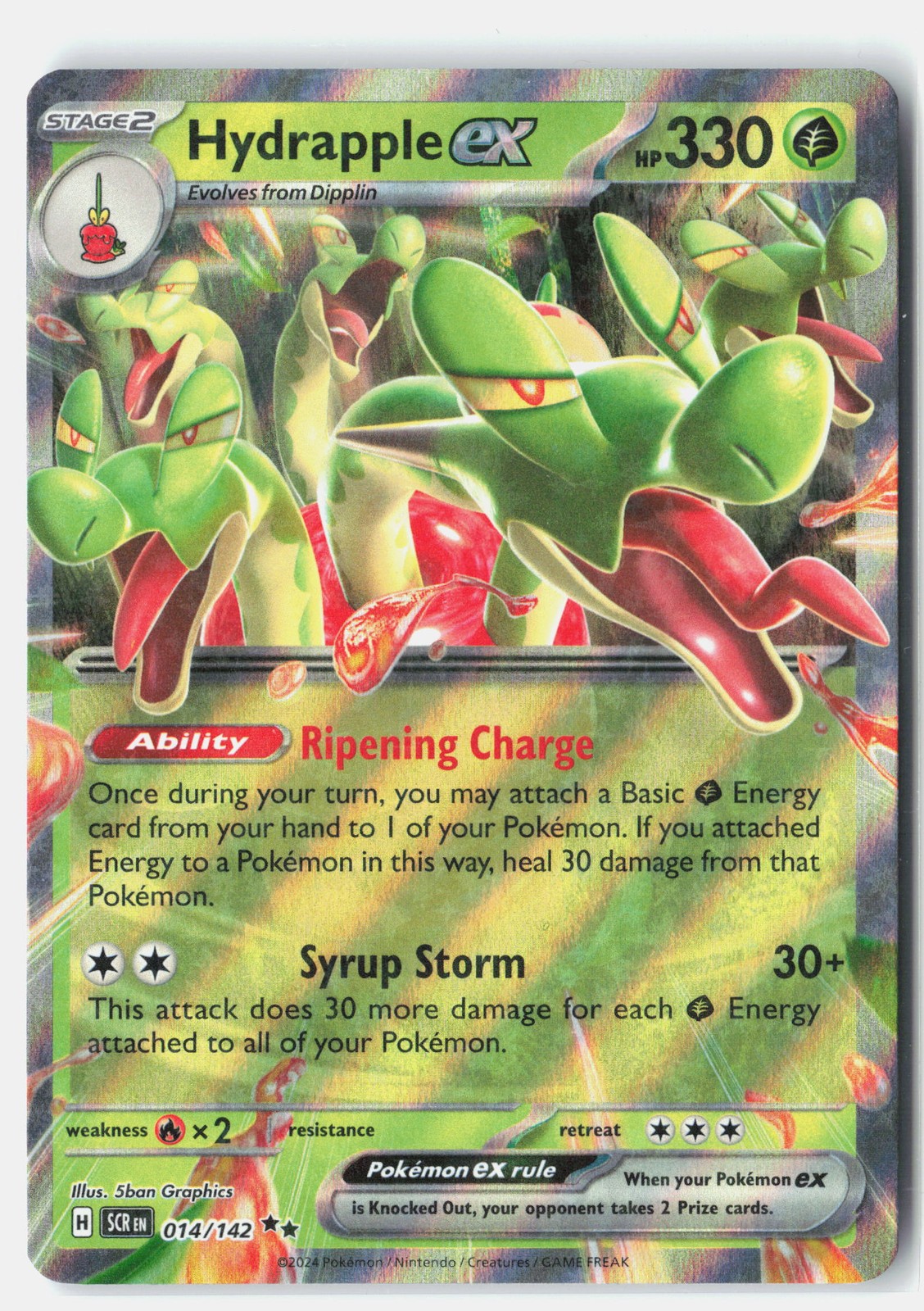 Hydrapple ex - Double Rare Holo SV07: Stellar Crown 014/142 NM 5ban Graphics