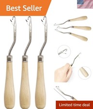 Lightweight 3-Pack Wooden Latch Hooks for Hair Crafts and Knitting Projects