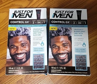 (2) Just For Men Control GX Grey Reducing 2IN1 Shampoo & Conditioner 4oz