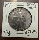 1993 1 oz Silver American Eagle - Rainbow Toning - BU