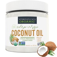 Viva Naturals Organic Coconut Oil, 16 fl oz Unrefined, ColdPressed Extra Vi...