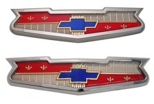 New Hood Trunk Lid Emblems Wbezels For 1956 Chevy V8 Nomad 150 210 Bel Air