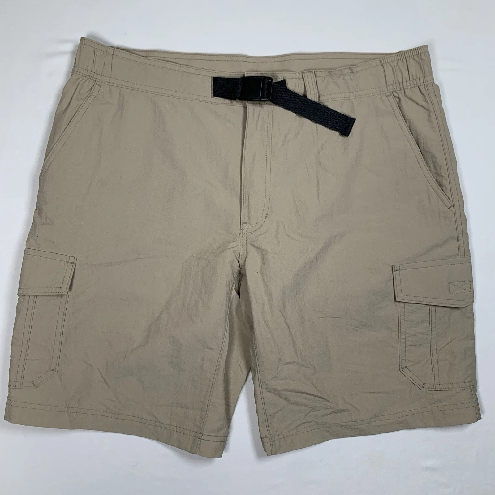 Eddie Bauer Cargo Hiking Shorts Men 36-38 XL Beige Nylon Belted Casual GorpCore