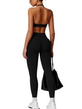 Workout Sets for 2 Piece Seamless High Waist Scrunch Butt Leggings Padded Hal...