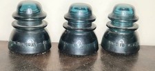 Vtg Lot of 3 Hemingray No. 42 Glass Insulators Aqua Blue Teal Green Made in USA