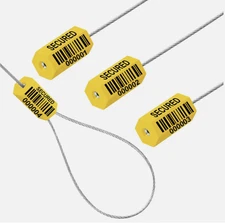 Cable Steel Lock Security Seal, 100 pcs. 11.8" X 1.8 mm, Numbered & Barcode