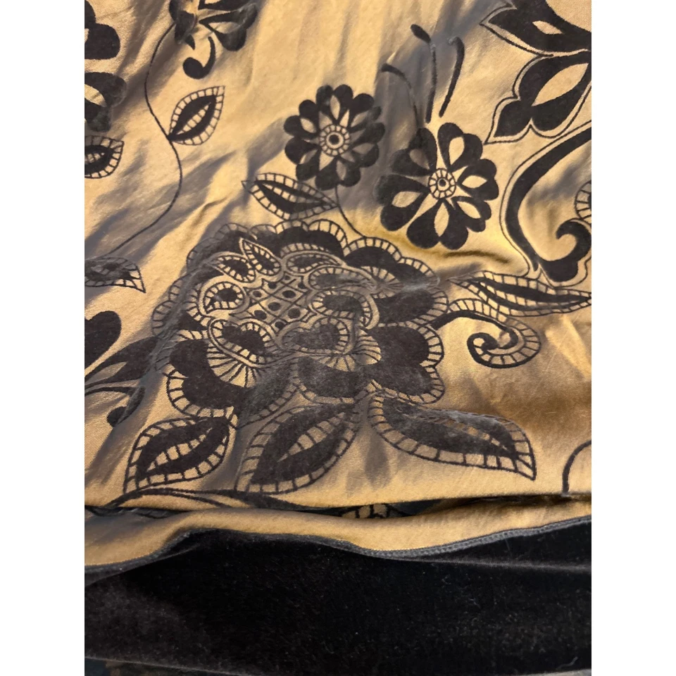 Falda Y2K Vintage MSK Marrón Estampado Floral Línea A Boho Festival Terciopelo Borde Otoño Foto 4 de 4