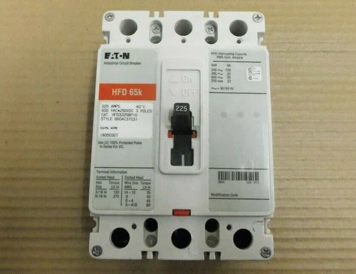 Cutler Hammer HFD HFD3225BP10 3 Pole 225 Amp 600V Circuit Breaker