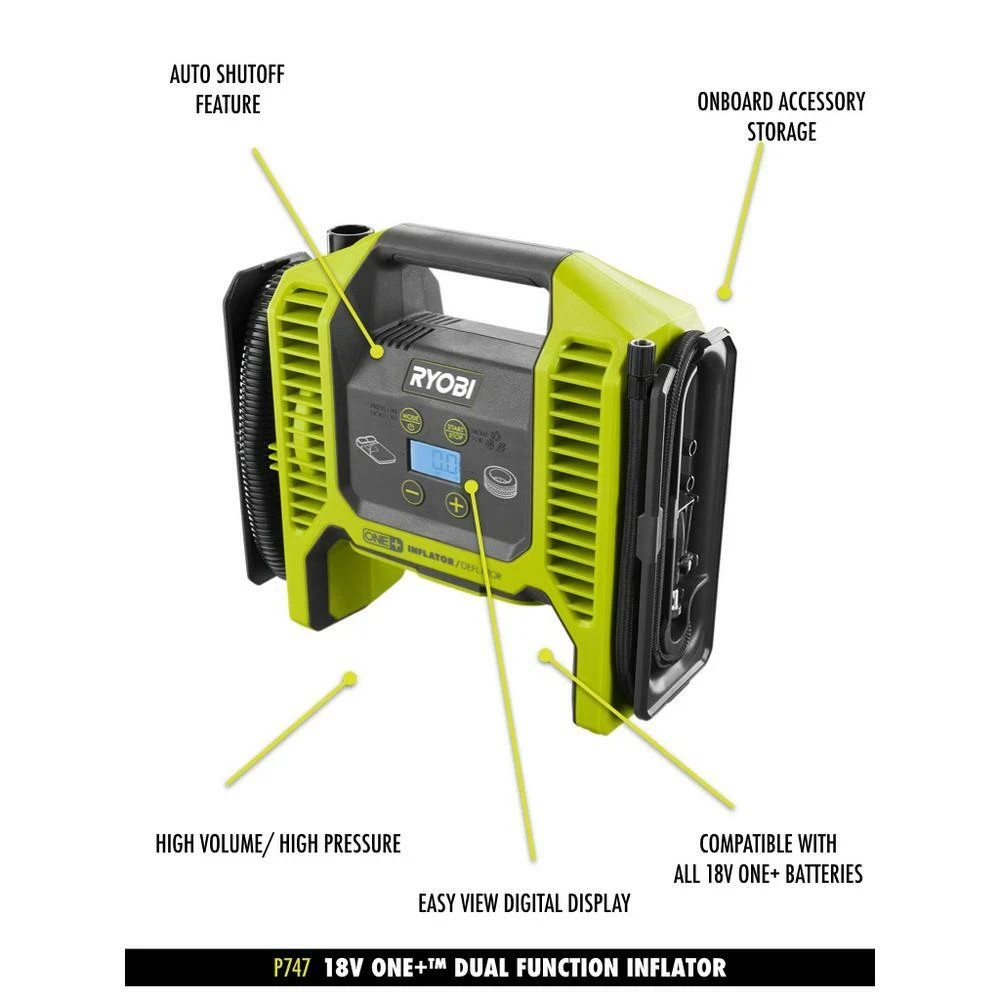 Ryobi P747 One+ 18V Dual Function Inflator/Deflator for sale
