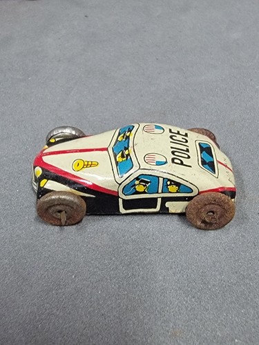 Vintage Tin Lithograph Cars Micro Mini 2 Fire Chief, Taxi, Police Lot of 4 Cars - Picture 14 of 19