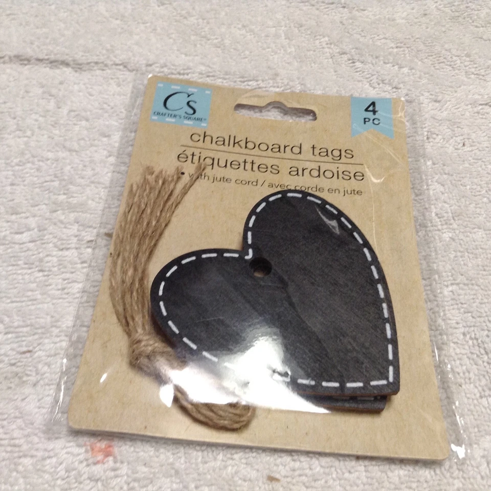 NEW 4 Chalkboard Tags Large Heart Shape With Ties  FREE SHIPPING - Image 2 of 2