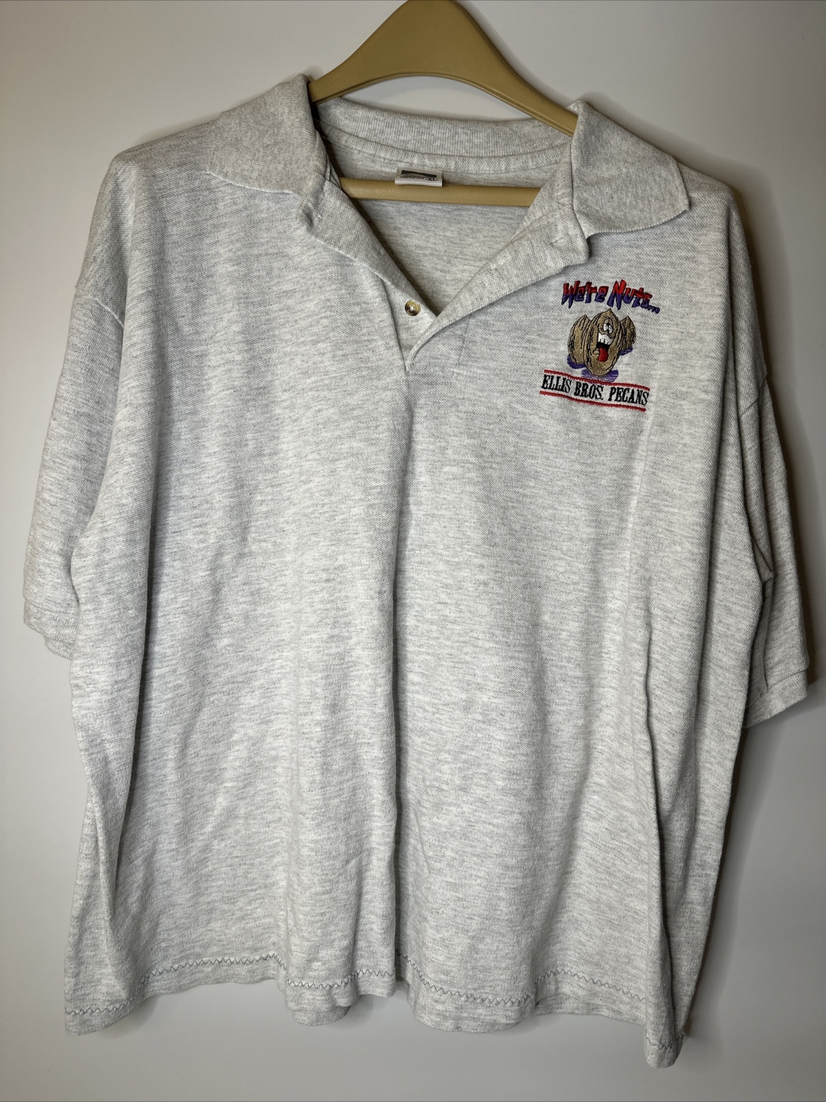 Ellis Bros. Pecans We’re Nuts Gray Polo Size XL Vintage
