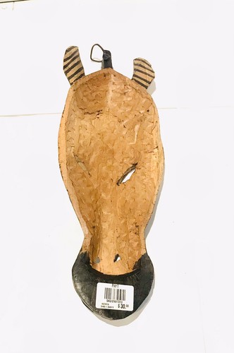Pier 1 Imports Zebra Mask Wall Hanging Kenya Wood 16" Hand Carved Painted New - Picture 3 of 7