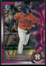 #BCP-115 Pedro Leon 2022 Bowman #/199 Chrome Prospects Fuchsia Lava Refractors
