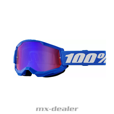 100 % Crossbrille Strata2 blau verspiegelt Motocross Enduro Downhill MTB BMX DH