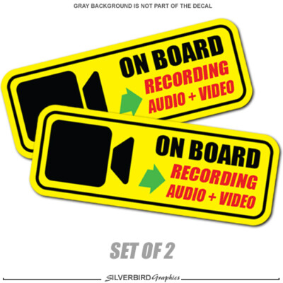On board recording sticker warning caution vehicle car safety video audio notice