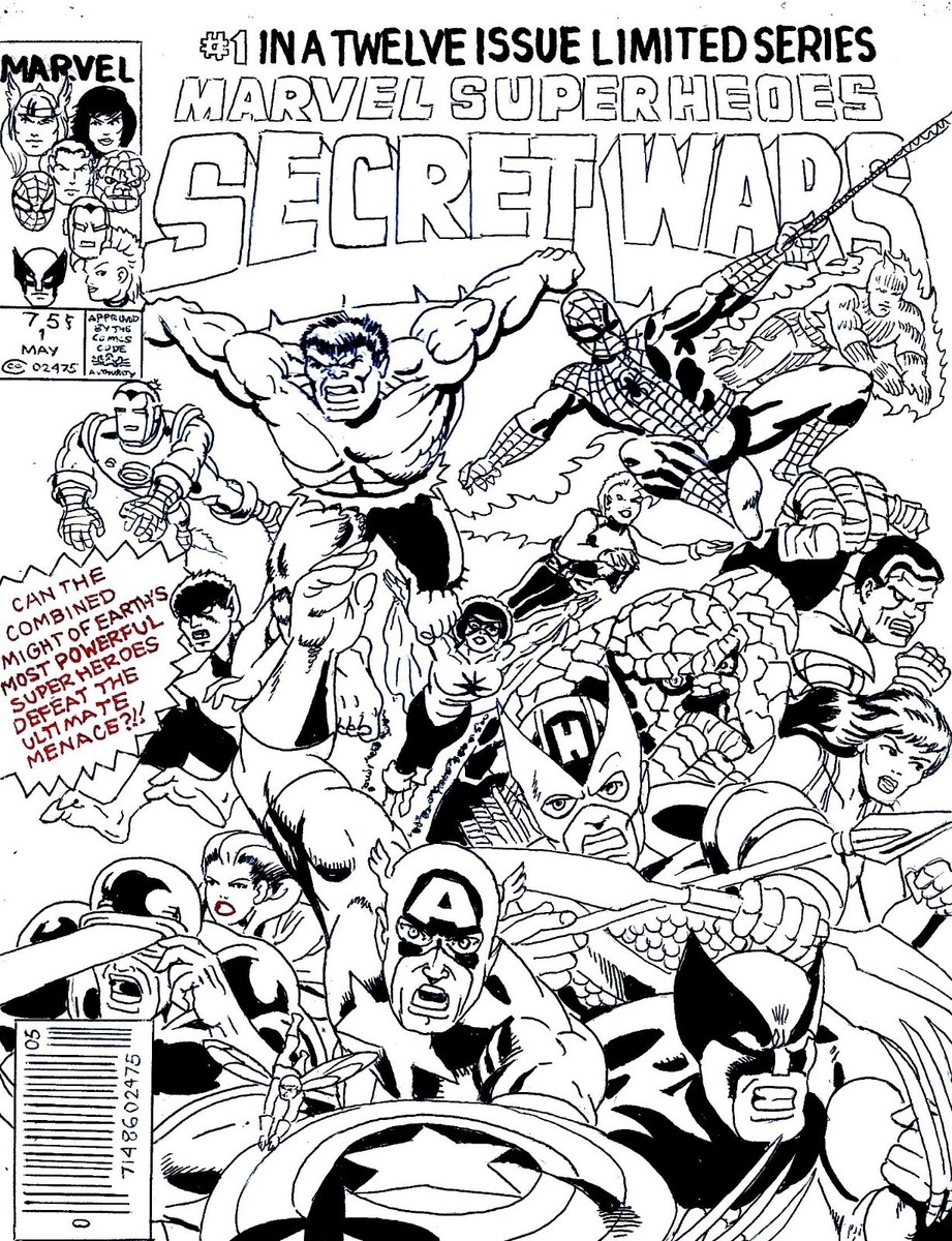 MARVEL SUPER HEROES SECRET WARS # 1 COVER RECREATION ORIGINAL