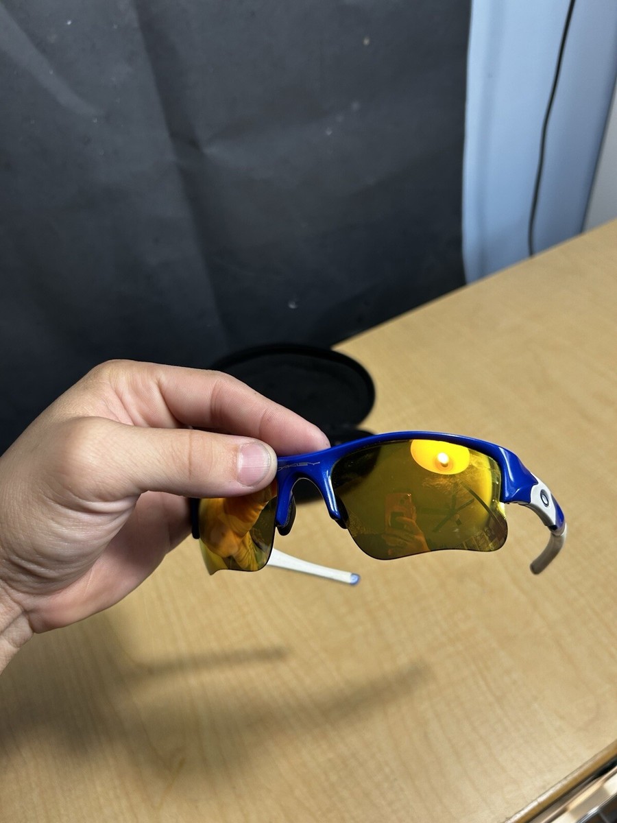 Oakley Flak 2.0 Blue White Sunglasses Y2K Gold Irridescent
