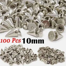 100Pc Punk Cone Metal Spikes Rivets Studs Screw Back for Clothing Jacket Leather