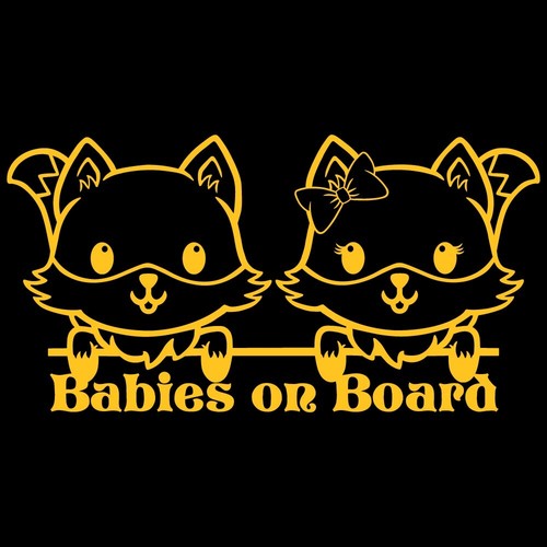 8.5" BABIES ON BOARD FOX v1 Vinyl Decal Sticker Car Laptop Baby Twins Boy Girl - Picture 11 of 31