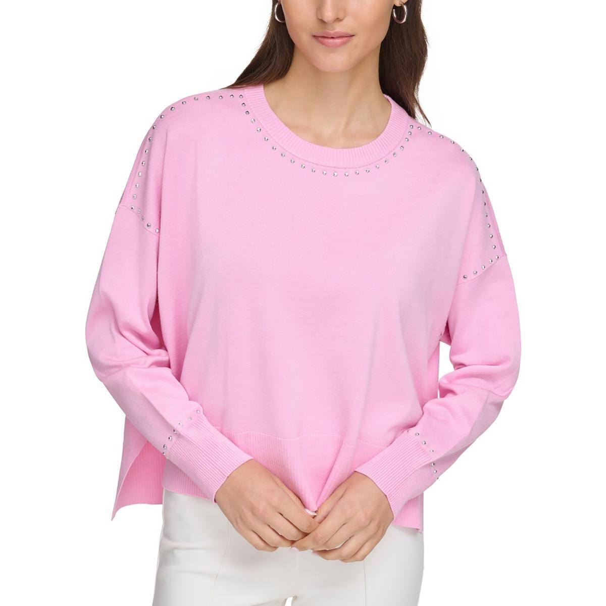 Женский розовый пуловер с высокой талией DKNY, рубашка-свитер M BHFO 2319