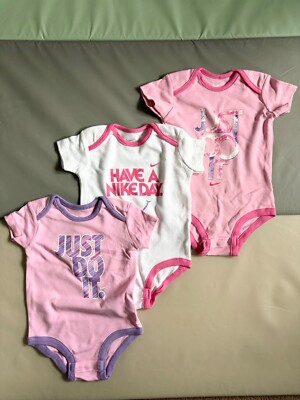 New 3 Pc Baby Girls NIKE LOT Bodysuits Infant Gift Set 3 6 Months NWT