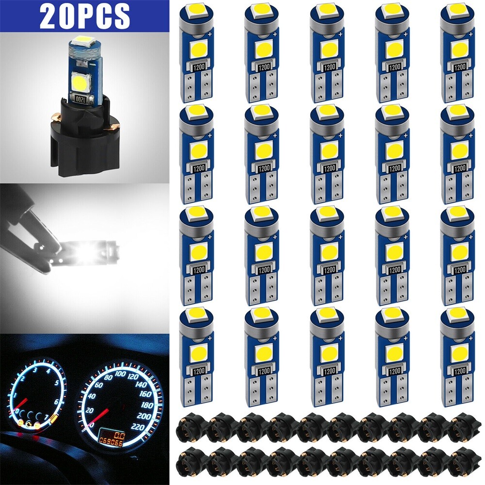 20x Instrument Panel Dash Gauge Light Bulbs T5 74 17 37 3SMD LED w/ Socket White