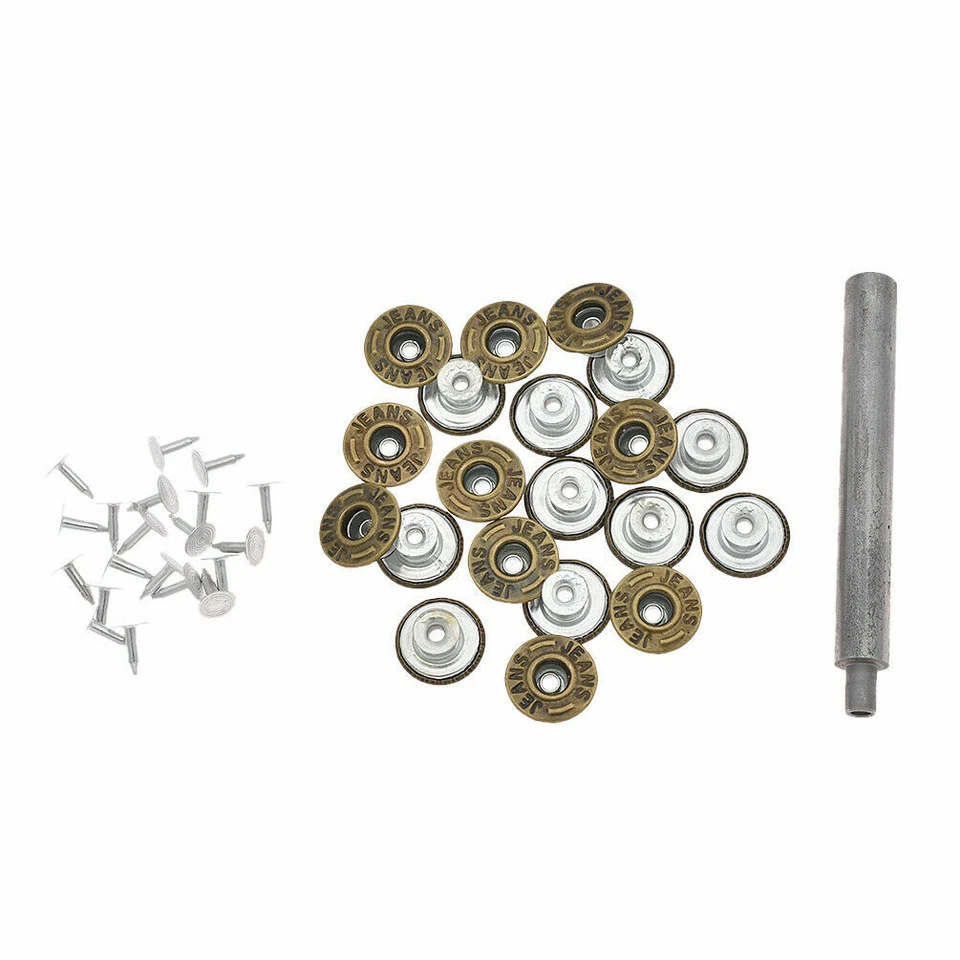 20X Metal Denim Jeans Tack Snap Button Stud Rivet Repair Replacement Tool DIY US - Image 4 of 4
