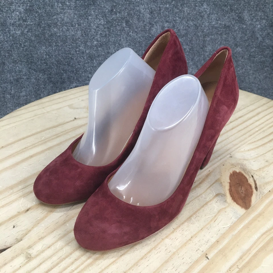 Zapatos de salón J.Crew para mujer 9 zapatos sin cordones borgoña gamuza tacones informales punta redonda Foto 3 de 4