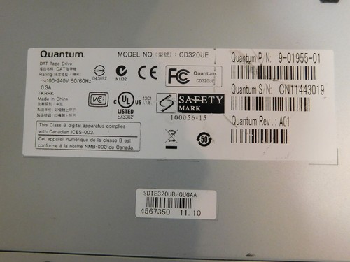 QUANTUM CD320UE DAT 160/320 USB 2.0 EXTERNAL PORTABLE TAPE BACKUP DRIVE - Afbeelding 4 van 4