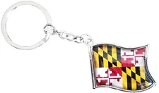 Waving Maryland Flag Metal Keychain