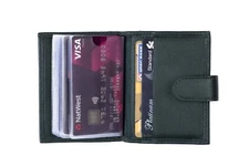 DUO DUFFEL Genuine Green Leather RFID Protected 20 Slot Credit Card Holder