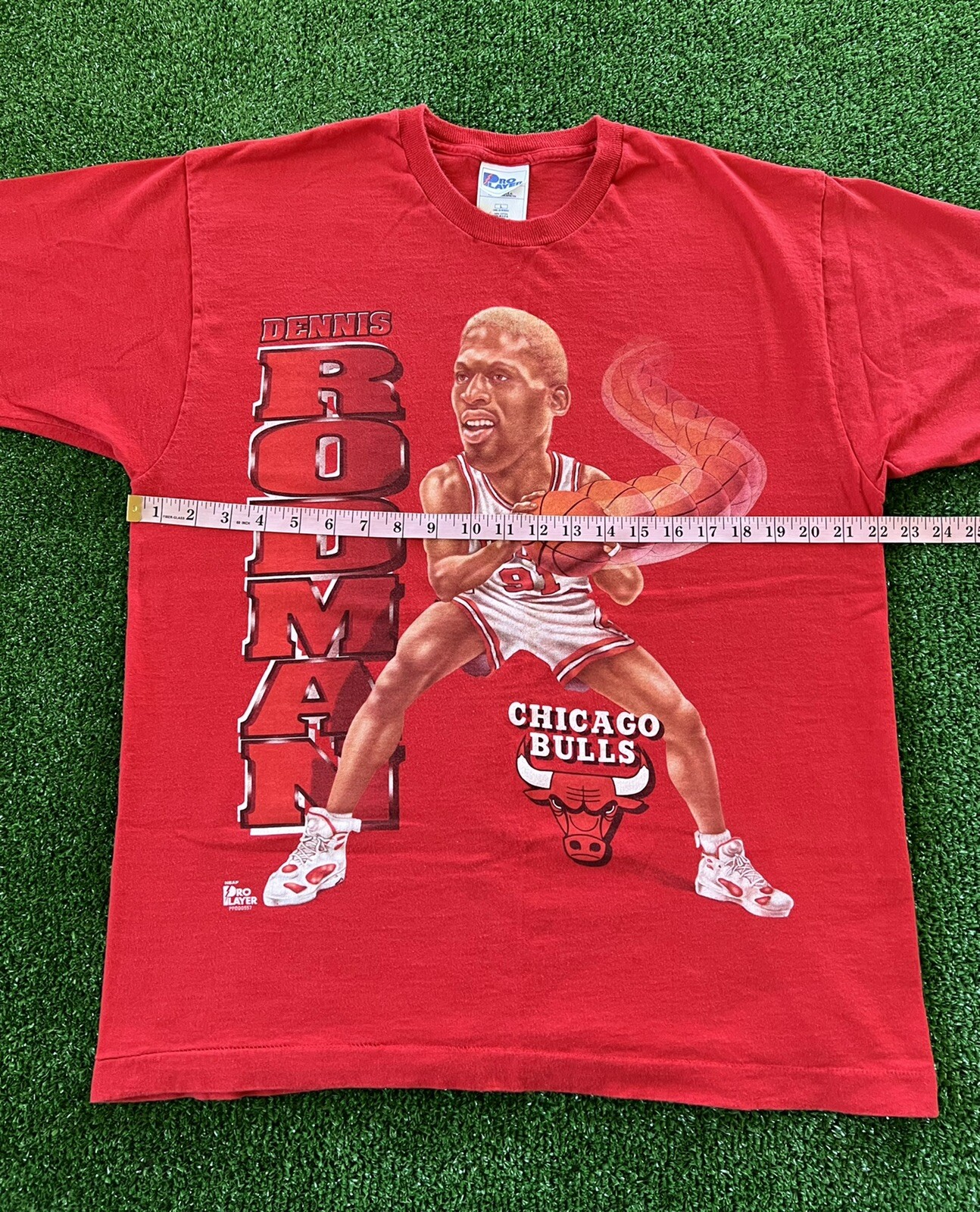 90s Chicago Bulls Dennis Rodman Caricature Cartoon NBA Vintage T-Shirt Mens  L