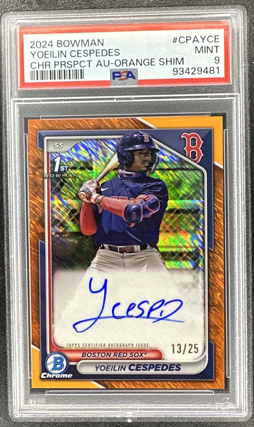 2024 Bowman Chrome Prospect Yoeilin Cespedes Auto /25 Orange Shimmer #CPA-YCE