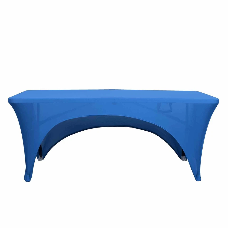 ROYAL BLUE 8 ft Fitted SPANDEX TABLECLOTH Open Back Table Cover Event Supplies - Image 3 of 4