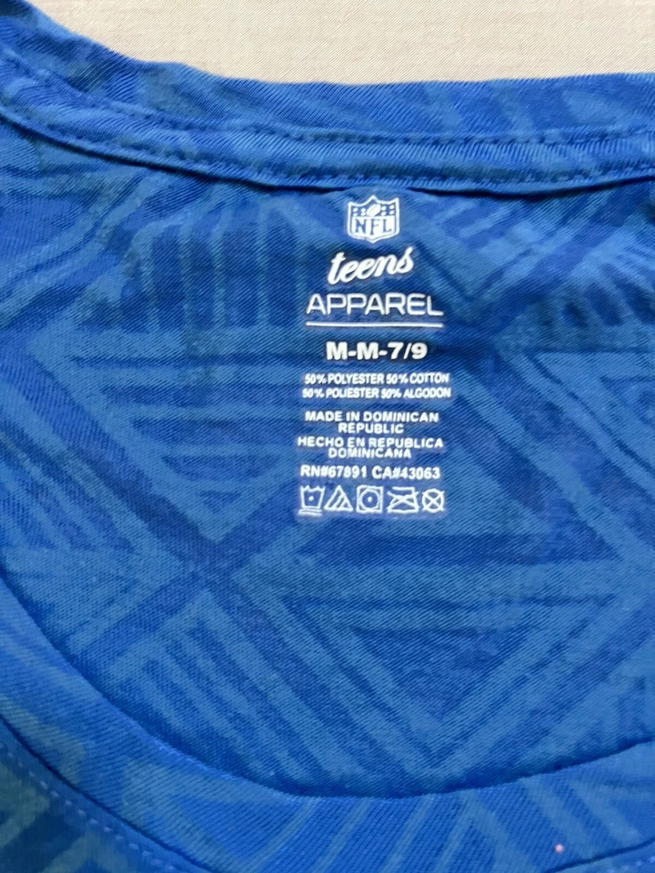 Indianapolis Colts Luck NFL Adolescentes Ropa Camisa Niñas M Azul Manga Corta Camiseta. Foto 3 de 4