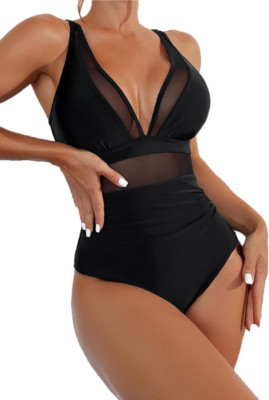 Womens Size XL Sexy Mesh Tummy Control Full Coverage 1 Pc Halter Top Swimsuit