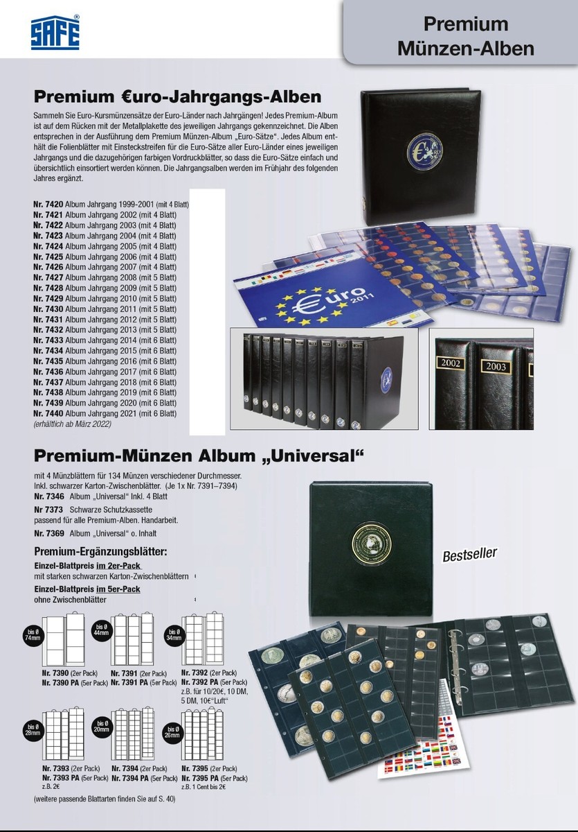 10 Fogli SAFE ARTline Per Album Banconote – 1 Divisione, Formato 180x255 Mm, Con Inserto In Cartoncino Nero - 4