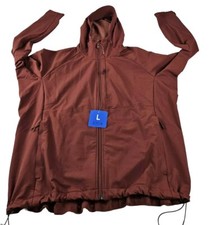 Kirkland Jacket Hooded Women L Rust Reddish Brown Rain Windbreaker Full Zip Nwt