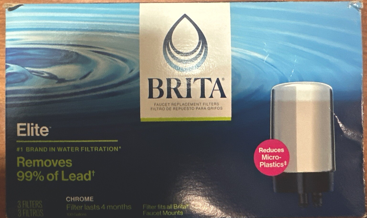 BRITA Elite Replacement Faucet Filters - CHROME - 3 Filters