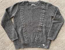 Abercrombie kids girls cable knit sweater size 13/14 gray with sparkle thread EC