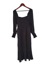 NWOT Oat New York Black Gold Sequin Long Sleeve Midi Dress Size Small 