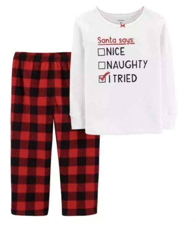 NWT Carter s Baby Girl Santa Naughty Nice Red Buffalo Plaid
