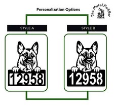 German Shepherd Address Sign - Detailed Dog Design with Custom House Numbers - M