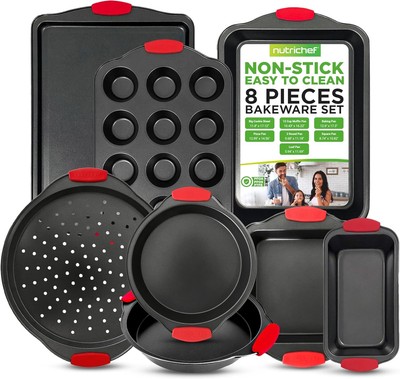 Oven Baking Pans-Deluxe & Stylish Nonstick Gray Coating Inside Outside